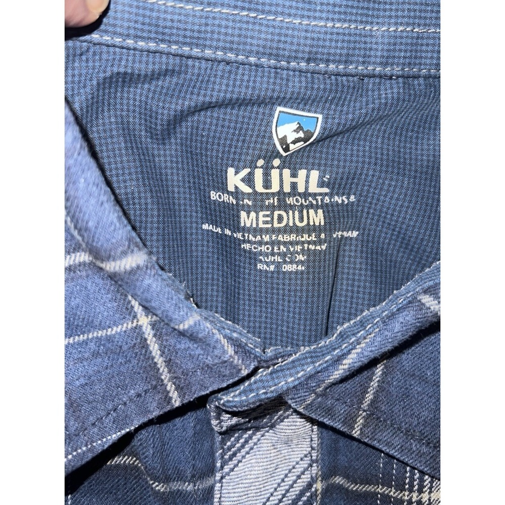 Kuhl Lowdown Shirt Mens Sz Medium Blue  Plaid Flannel Pearl Snap Western Outdoor - Picture 4 of 6
